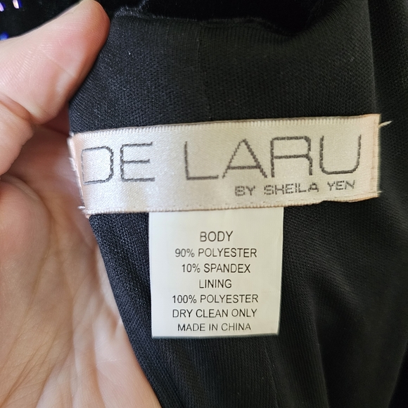 90's Vintage Velvet Beaded Cosmic Galaxy Starry Celestial Maxi Prom Dress - Picture 6 of 12